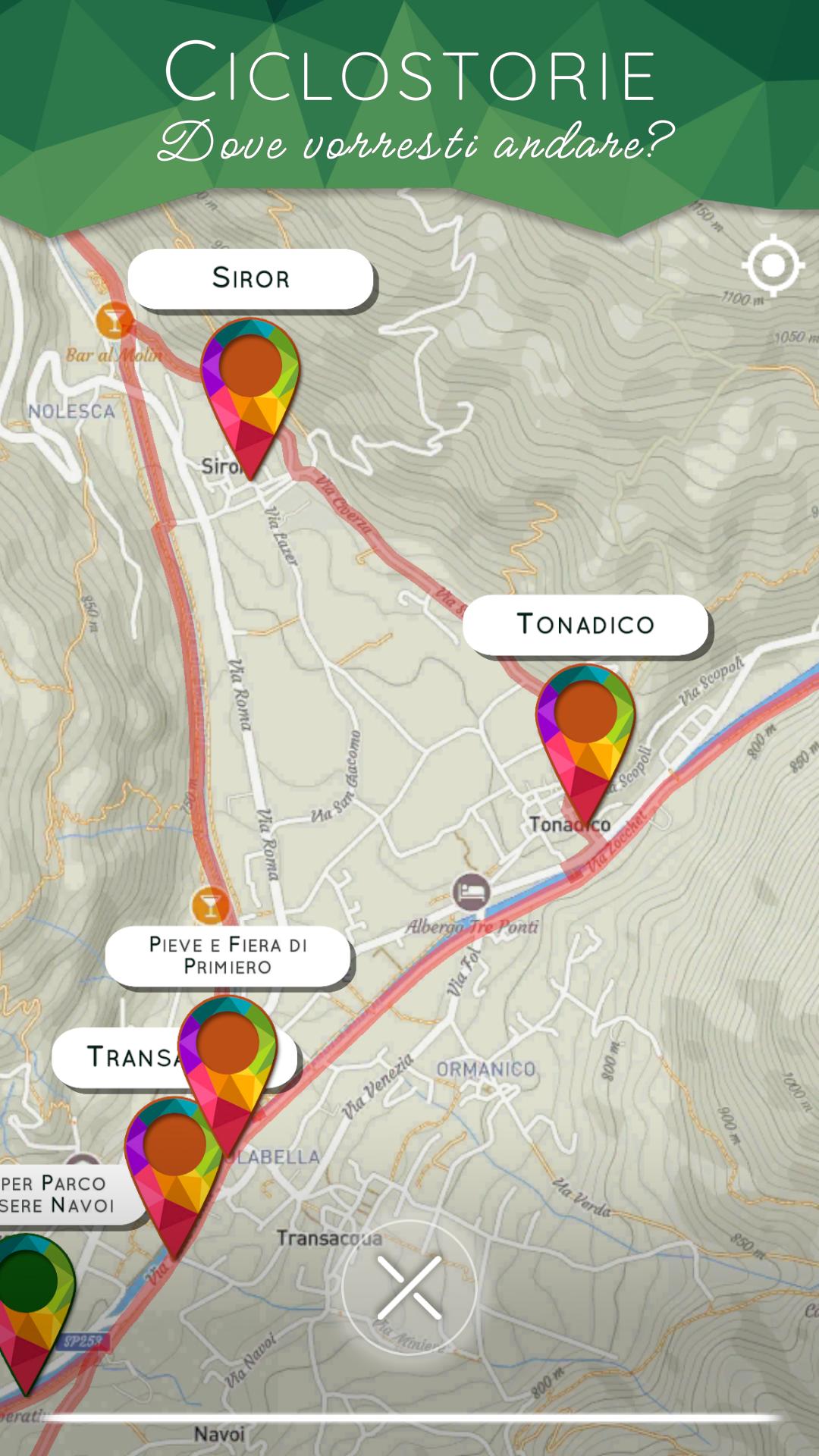 Screenshot CicloStorie – mappa